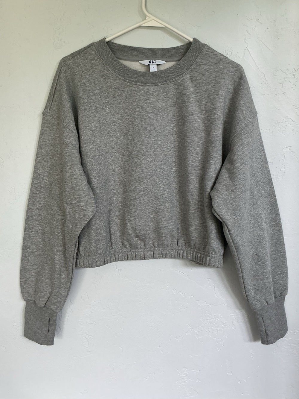 NWOT JoyLab Light Heather Grey Pullover Cropped Sweatshirt Sm-Med